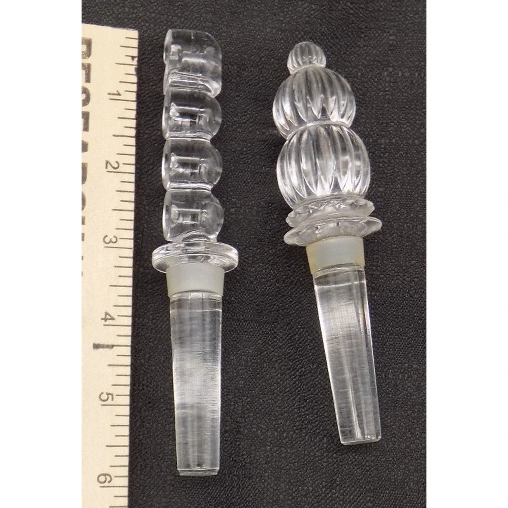 2 Mikasa Lead Crystal Wine Bottle Stoppers Monterey & 2000 Y2K Millennium Vtg